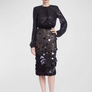 badgley mischka collection sequin & paillette  midi dress